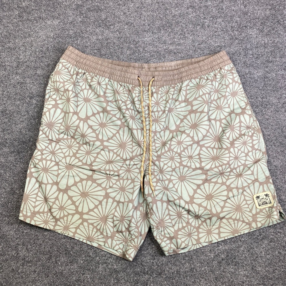 Howler Brothers Mens Horizon Hybrid Shorts Green Brown Floral Sunburst Size 40